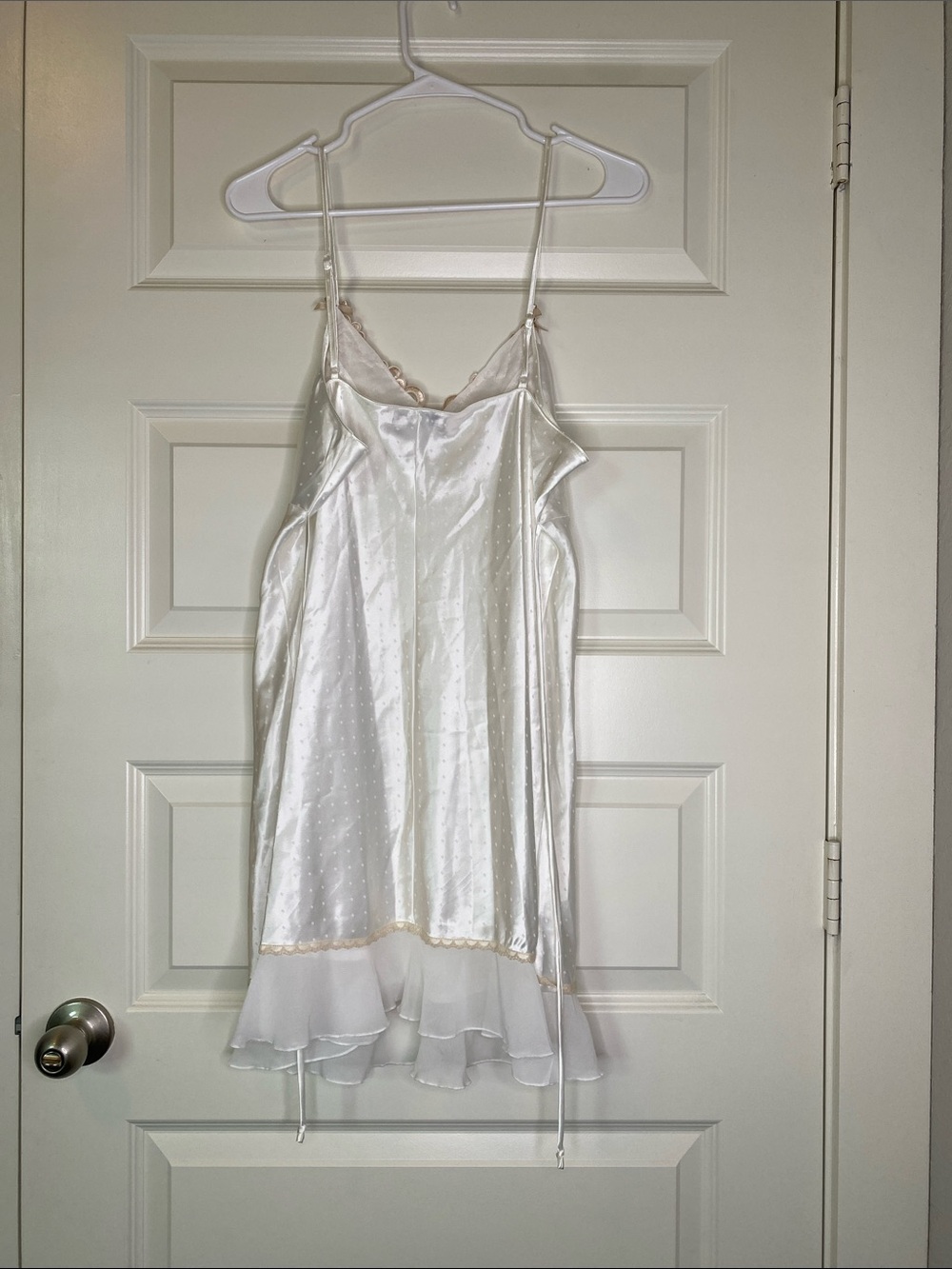 Linea Donatella Ivory Satin Slip with Blush Lace Applique - Picture 4 of 5